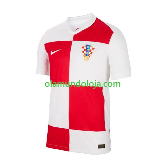 Camisola Croácia Homem Equipamento Primeiro Euro 2024 Manga Curta
